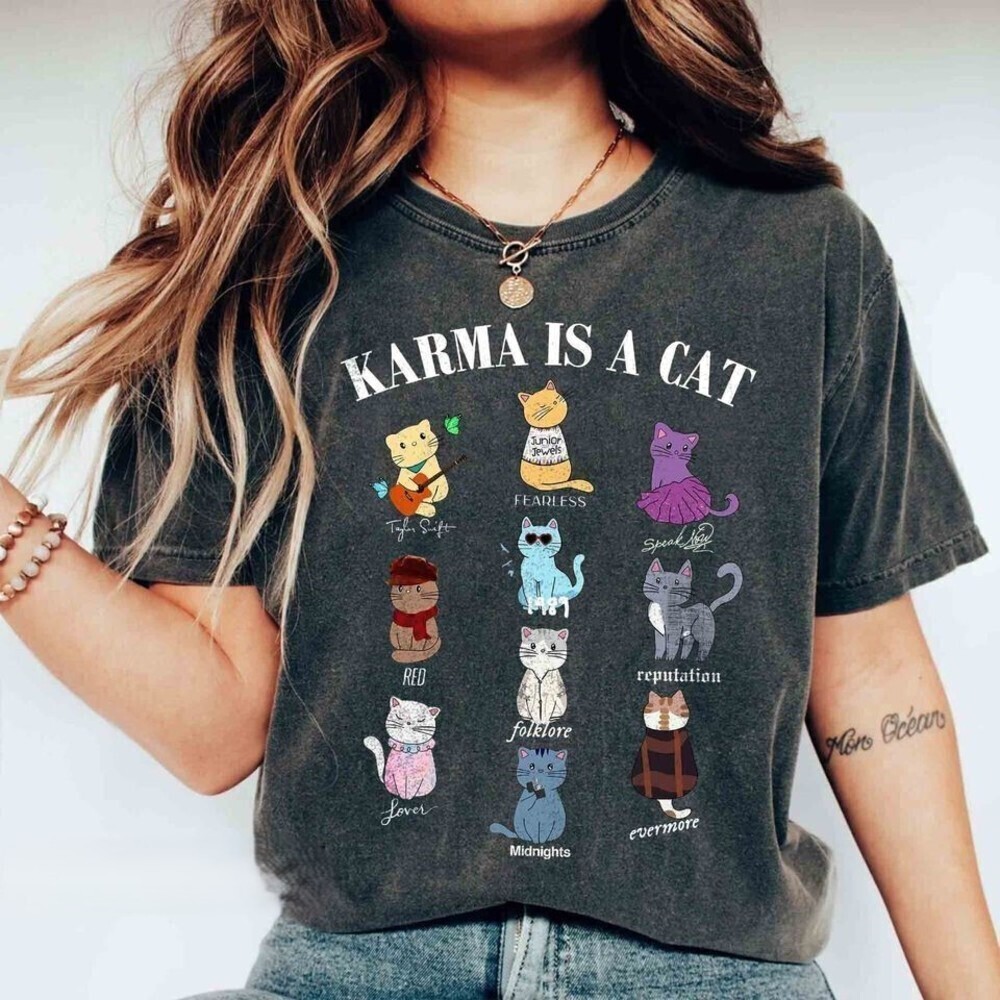 Karma Is A Cat Eras Shirt Eras Cat Shirt Music Concert Shirt
